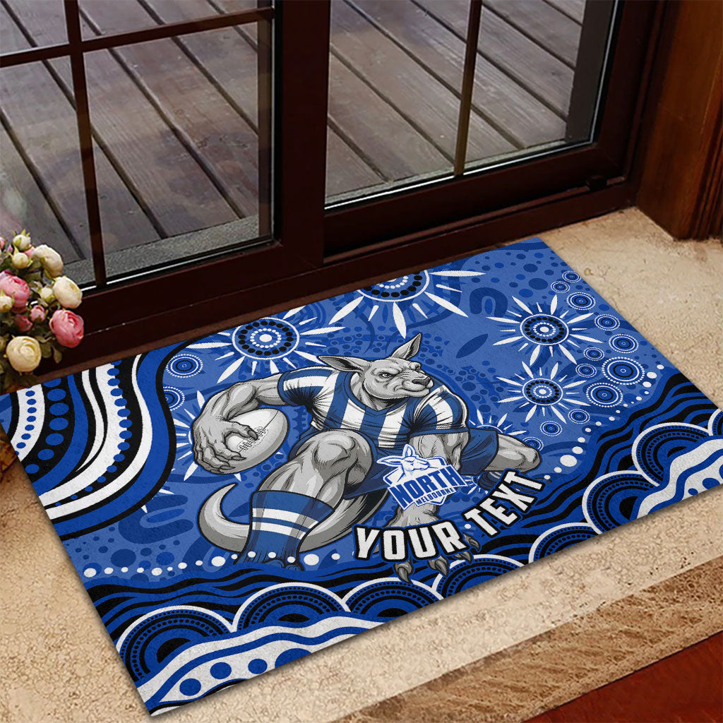 Personalized North Melbourne Kangaroos Footy Mascot Rubber Doormat Aboriginal Dot Art - Dreamtime Football Mascot