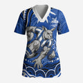 Personalized North Melbourne Kangaroos Footy Mascot Scrub Top Aboriginal Dot Art - Dreamtime Football Mascot