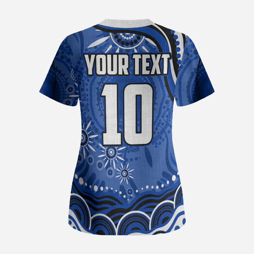 Personalized North Melbourne Kangaroos Footy Mascot Scrub Top Aboriginal Dot Art - Dreamtime Football Mascot