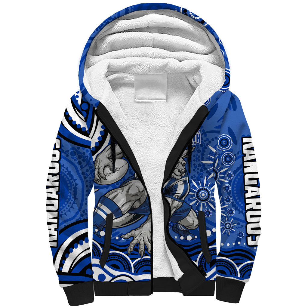 Personalized North Melbourne Kangaroos Footy Mascot Sherpa Hoodie Aboriginal Dot Art - Dreamtime Football Mascot