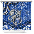 Personalized North Melbourne Kangaroos Footy Mascot Shower Curtain Aboriginal Dot Art - Dreamtime Football Mascot