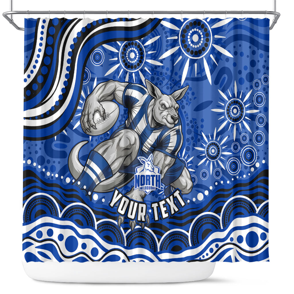 Personalized North Melbourne Kangaroos Footy Mascot Shower Curtain Aboriginal Dot Art - Dreamtime Football Mascot