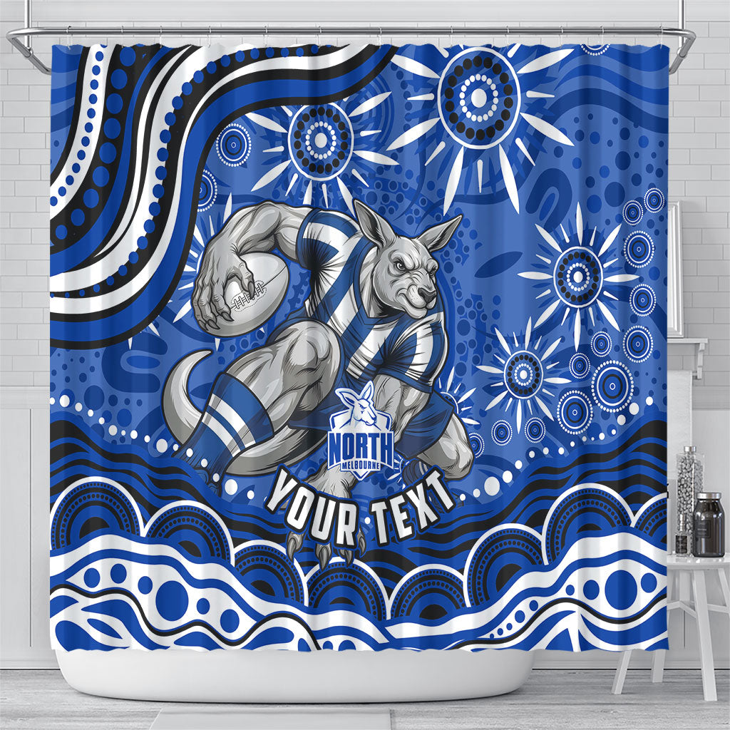 Personalized North Melbourne Kangaroos Footy Mascot Shower Curtain Aboriginal Dot Art - Dreamtime Football Mascot