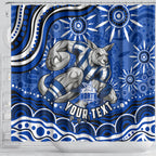 Personalized North Melbourne Kangaroos Footy Mascot Shower Curtain Aboriginal Dot Art - Dreamtime Football Mascot