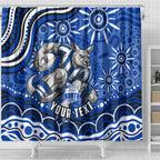 Personalized North Melbourne Kangaroos Footy Mascot Shower Curtain Aboriginal Dot Art - Dreamtime Football Mascot