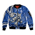 Personalized North Melbourne Kangaroos Footy Mascot Sleeve Zip Bomber Jacket Aboriginal Dot Art - Dreamtime Football Mascot