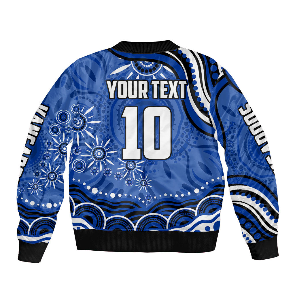 Personalized North Melbourne Kangaroos Footy Mascot Sleeve Zip Bomber Jacket Aboriginal Dot Art - Dreamtime Football Mascot