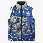 Personalized North Melbourne Kangaroos Footy Mascot Sleeveless Puffer Jacket Aboriginal Dot Art - Dreamtime Football Mascot
