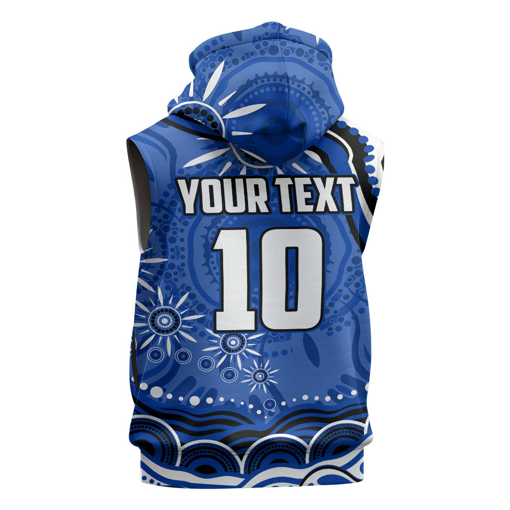Personalized North Melbourne Kangaroos Footy Mascot Sleeveless Zip Hoodie Aboriginal Dot Art - Dreamtime Football Mascot