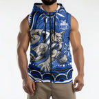Personalized North Melbourne Kangaroos Footy Mascot Sleeveless Zip Hoodie Aboriginal Dot Art - Dreamtime Football Mascot