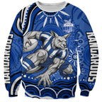 Personalized North Melbourne Kangaroos Footy Mascot Sweatshirt Aboriginal Dot Art - Dreamtime Football Mascot