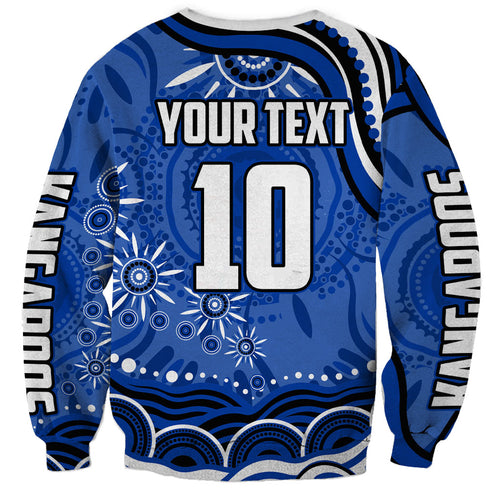 Personalized North Melbourne Kangaroos Footy Mascot Sweatshirt Aboriginal Dot Art - Dreamtime Football Mascot