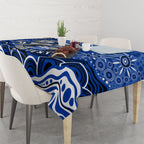 Personalized North Melbourne Kangaroos Footy Mascot Tablecloth Aboriginal Dot Art - Dreamtime Football Mascot