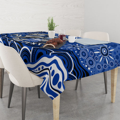 Personalized North Melbourne Kangaroos Footy Mascot Tablecloth Aboriginal Dot Art - Dreamtime Football Mascot