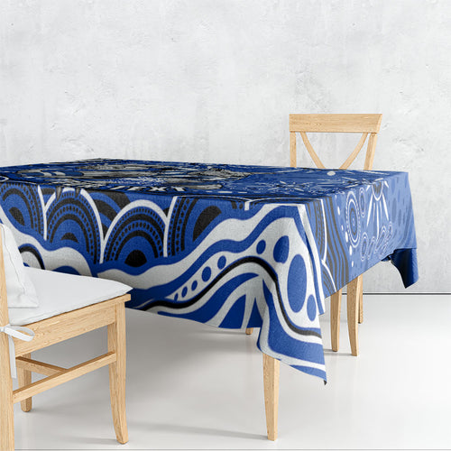 Personalized North Melbourne Kangaroos Footy Mascot Tablecloth Aboriginal Dot Art - Dreamtime Football Mascot