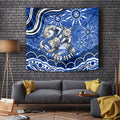 Personalized North Melbourne Kangaroos Footy Mascot Tapestry Aboriginal Dot Art - Dreamtime Football Mascot