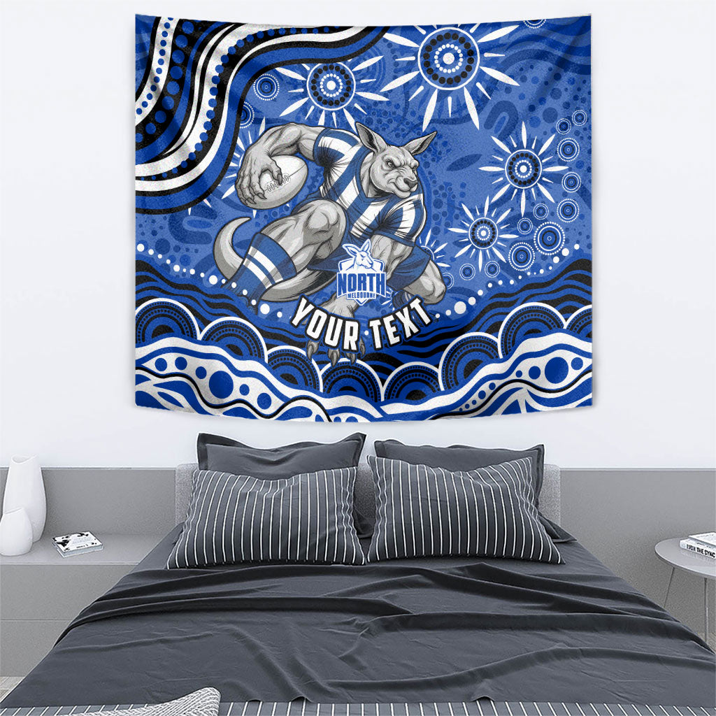 Personalized North Melbourne Kangaroos Footy Mascot Tapestry Aboriginal Dot Art - Dreamtime Football Mascot