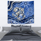 Personalized North Melbourne Kangaroos Footy Mascot Tapestry Aboriginal Dot Art - Dreamtime Football Mascot