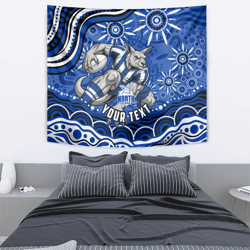Personalized North Melbourne Kangaroos Footy Mascot Tapestry Aboriginal Dot Art - Dreamtime Football Mascot