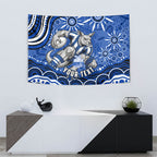 Personalized North Melbourne Kangaroos Footy Mascot Tapestry Aboriginal Dot Art - Dreamtime Football Mascot