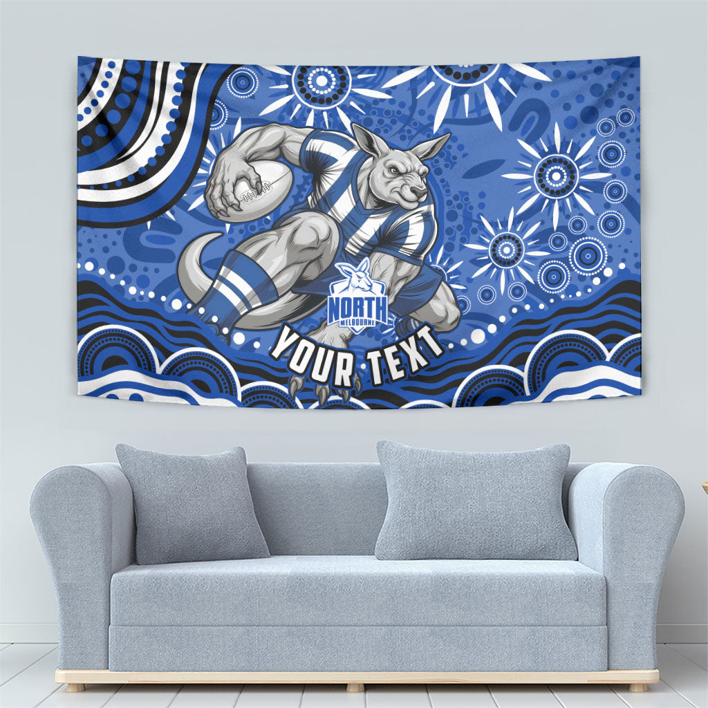 Personalized North Melbourne Kangaroos Footy Mascot Tapestry Aboriginal Dot Art - Dreamtime Football Mascot