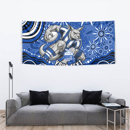 Personalized North Melbourne Kangaroos Footy Mascot Tapestry Aboriginal Dot Art - Dreamtime Football Mascot
