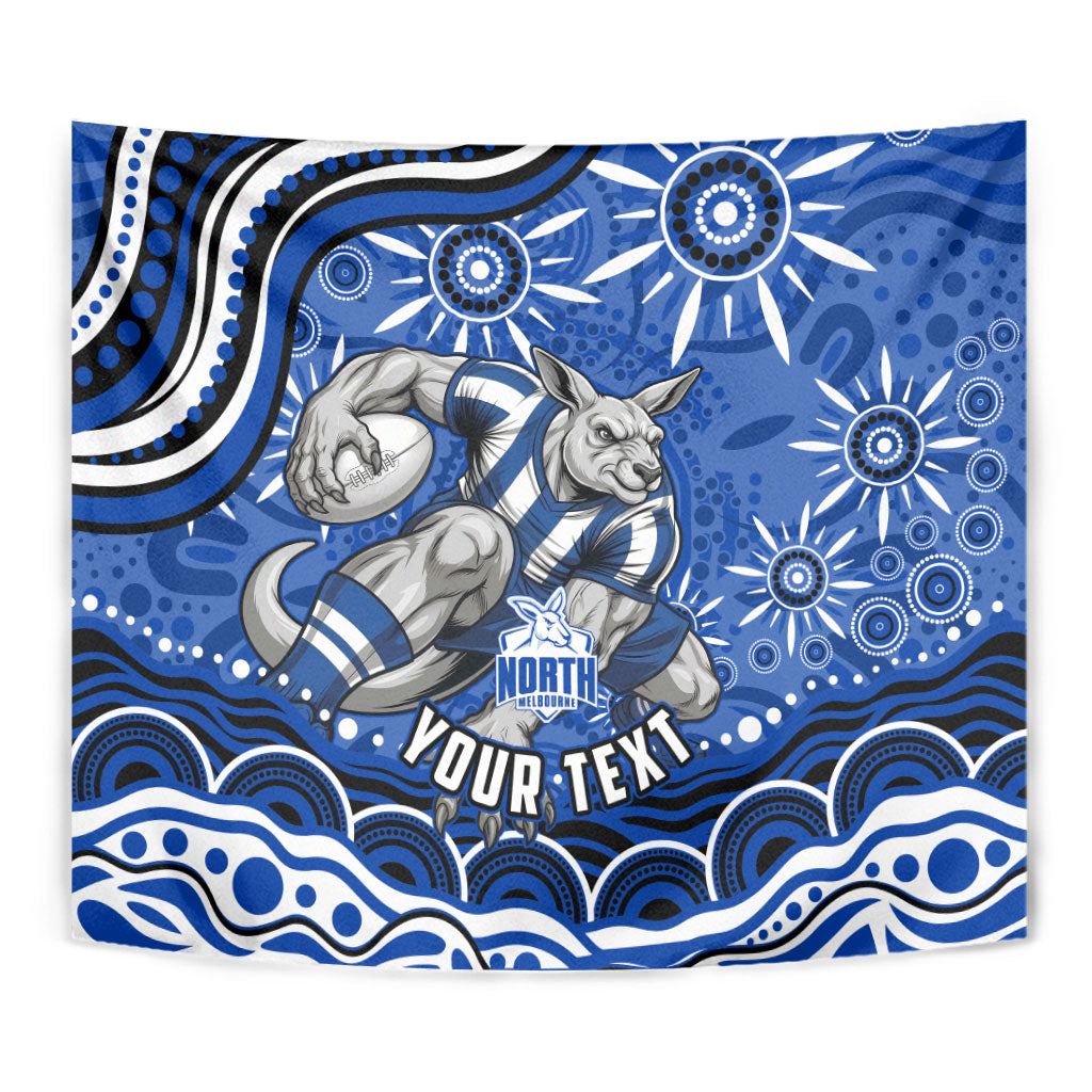 Personalized North Melbourne Kangaroos Footy Mascot Tapestry Aboriginal Dot Art - Dreamtime Football Mascot
