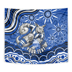 Personalized North Melbourne Kangaroos Footy Mascot Tapestry Aboriginal Dot Art - Dreamtime Football Mascot