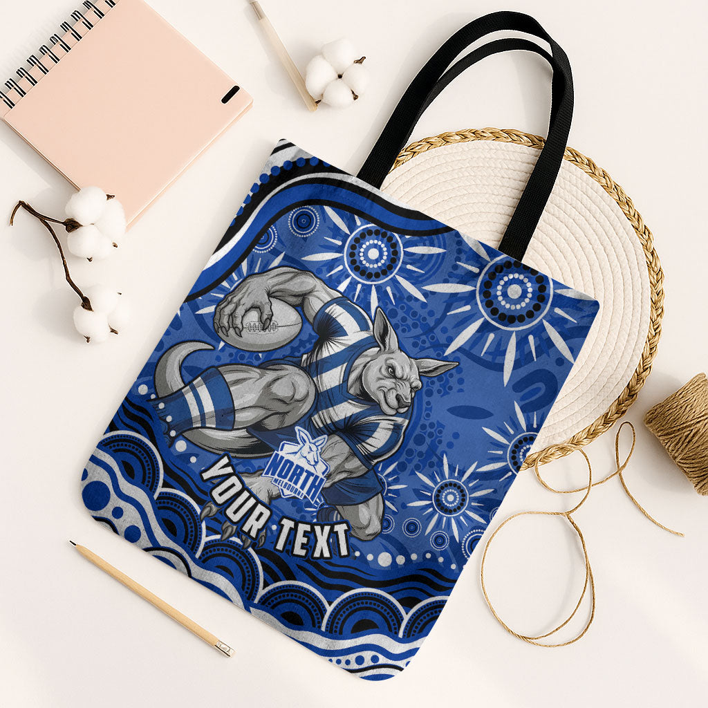 Personalized North Melbourne Kangaroos Footy Mascot Tote Bag Aboriginal Dot Art - Dreamtime Football Mascot