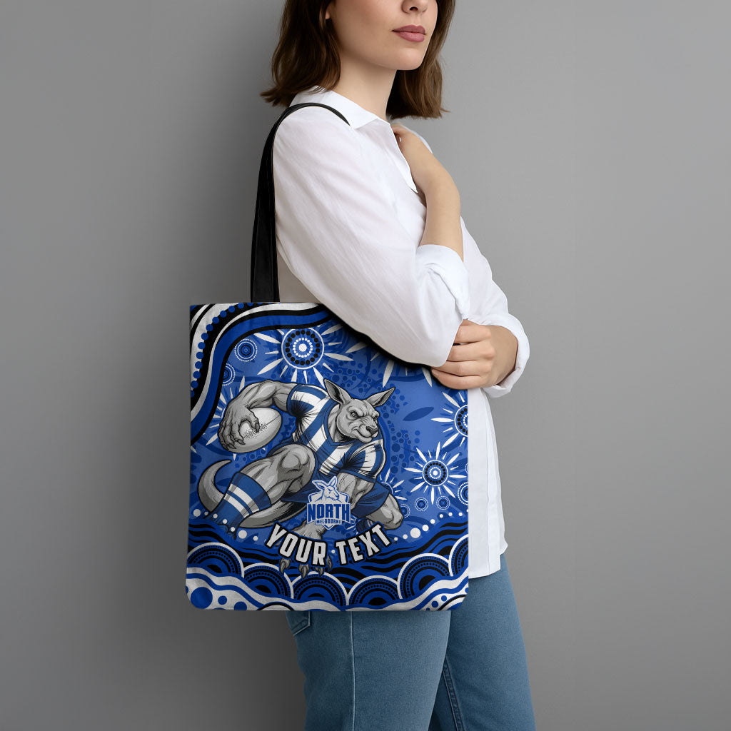 Personalized North Melbourne Kangaroos Footy Mascot Tote Bag Aboriginal Dot Art - Dreamtime Football Mascot