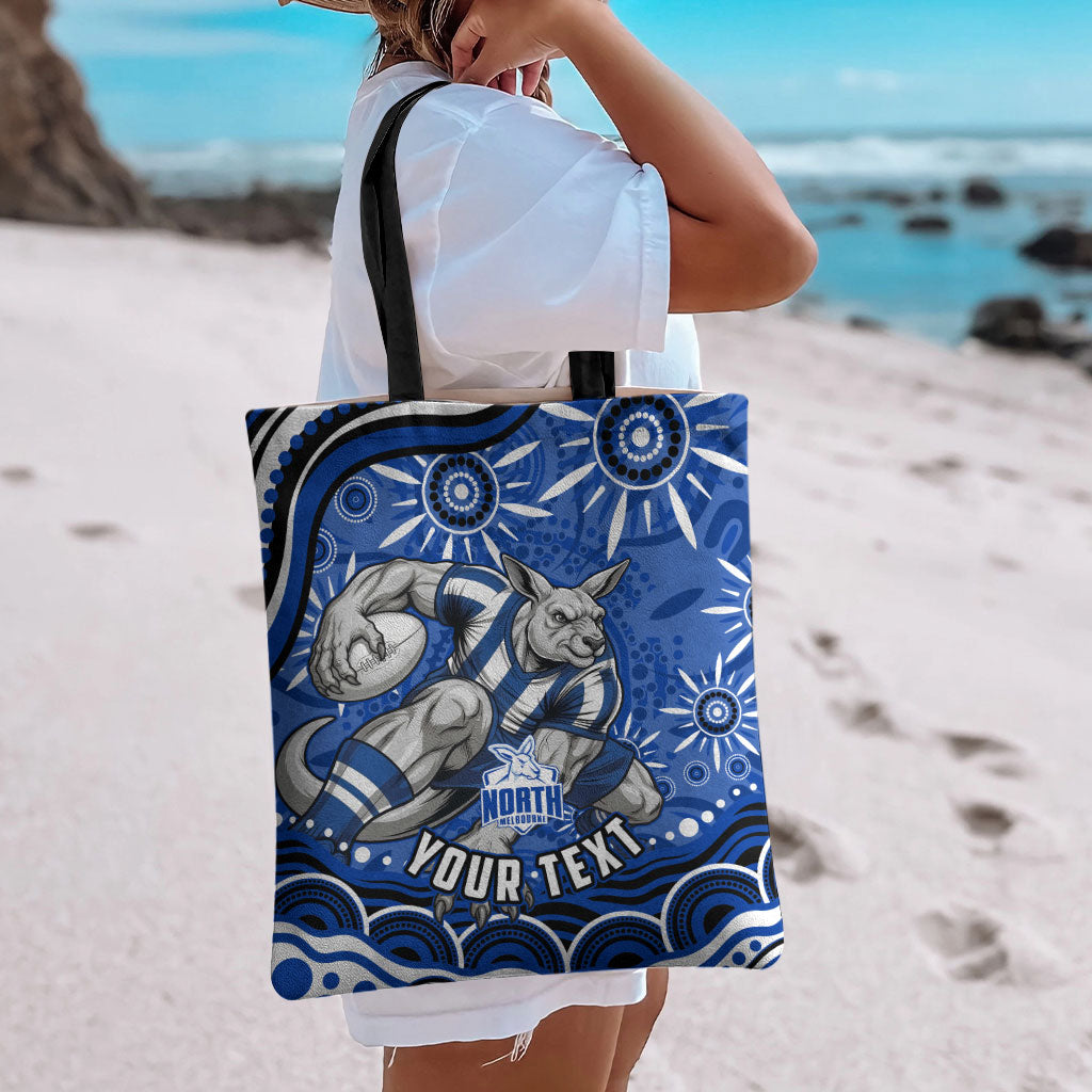 Personalized North Melbourne Kangaroos Footy Mascot Tote Bag Aboriginal Dot Art - Dreamtime Football Mascot
