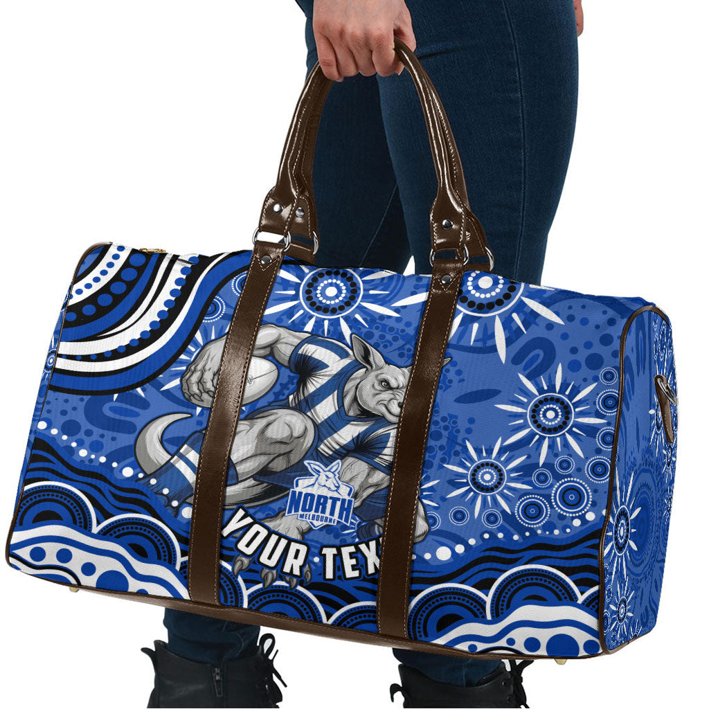 Personalized North Melbourne Kangaroos Footy Mascot Travel Bag Aboriginal Dot Art - Dreamtime Football Mascot