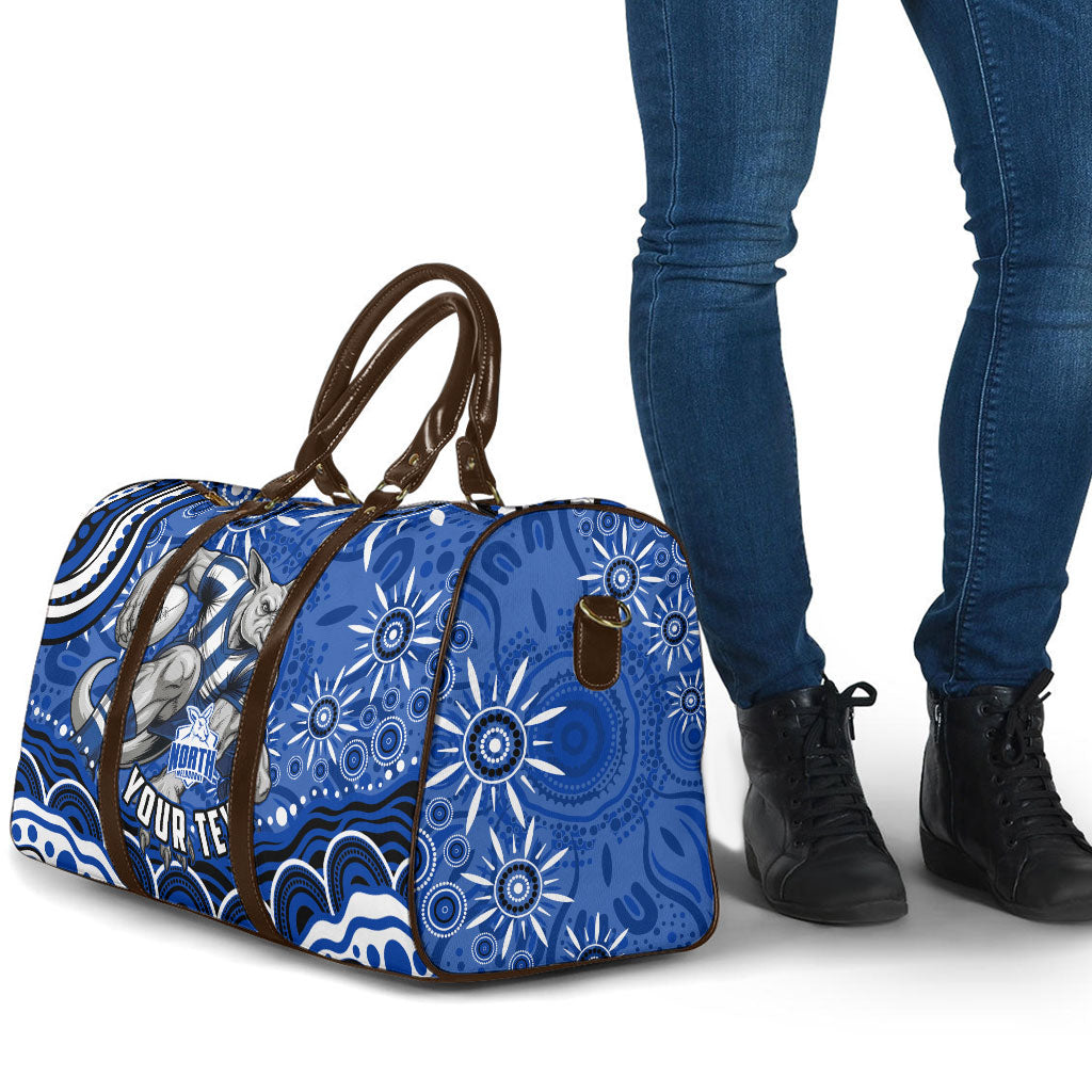 Personalized North Melbourne Kangaroos Footy Mascot Travel Bag Aboriginal Dot Art - Dreamtime Football Mascot