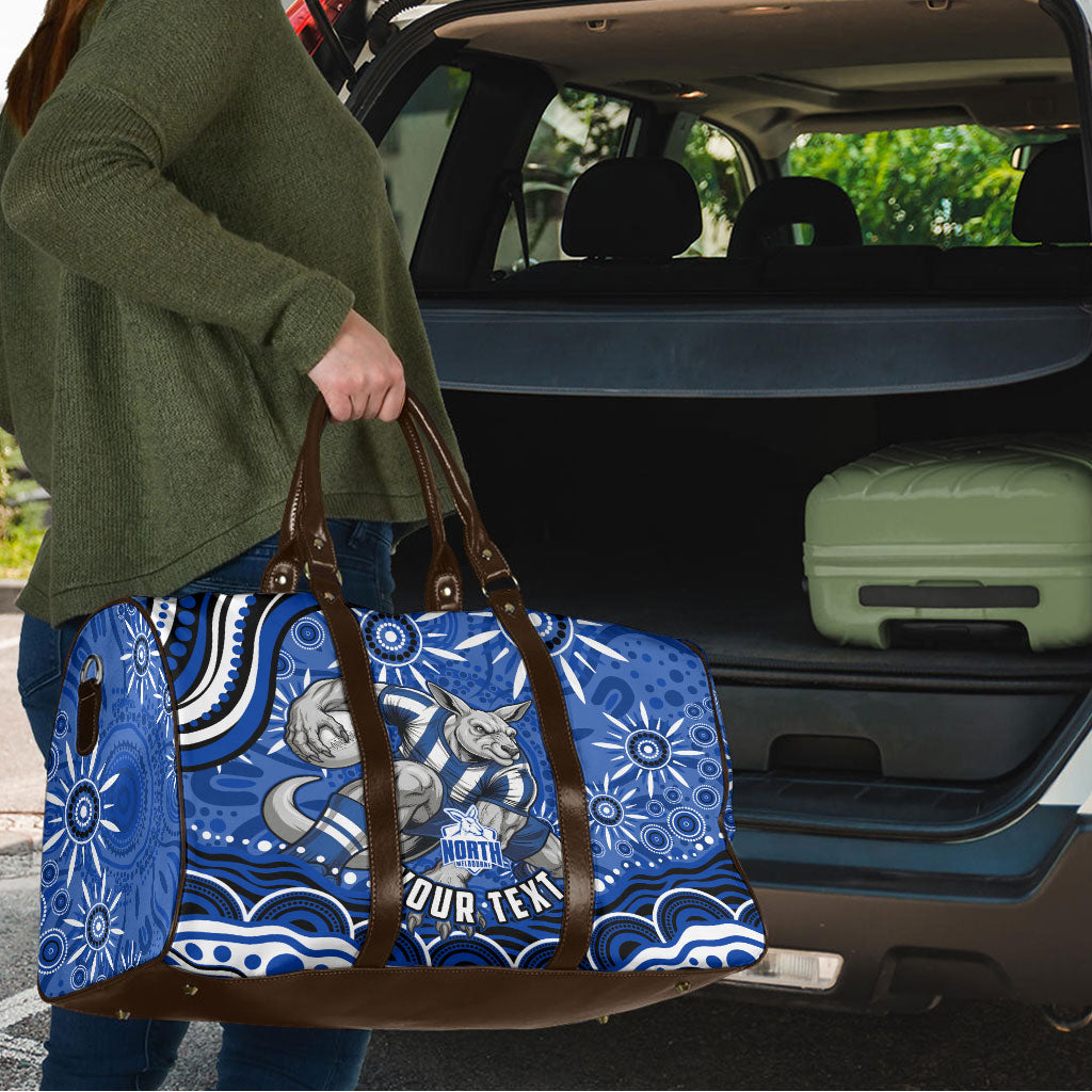 Personalized North Melbourne Kangaroos Footy Mascot Travel Bag Aboriginal Dot Art - Dreamtime Football Mascot