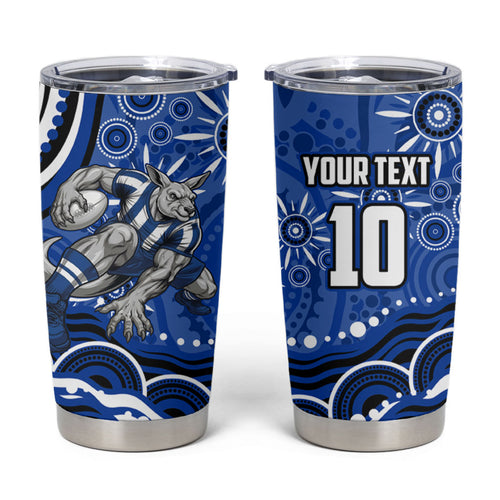 Personalized North Melbourne Kangaroos Footy Mascot Tumbler Cup Aboriginal Dot Art - Dreamtime Football Mascot
