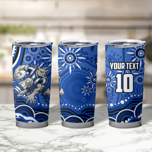 Personalized North Melbourne Kangaroos Footy Mascot Tumbler Cup Aboriginal Dot Art - Dreamtime Football Mascot