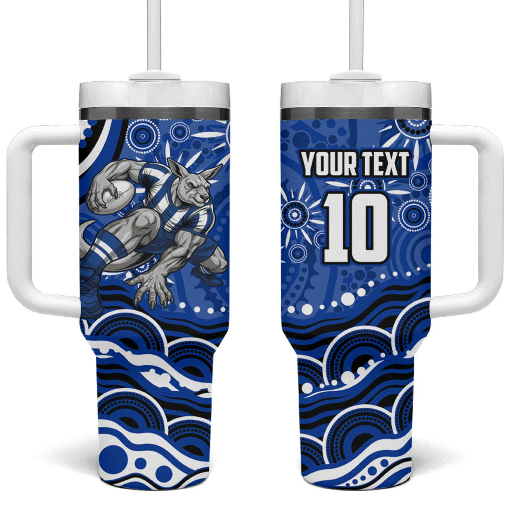 Personalized North Melbourne Kangaroos Footy Mascot Tumbler With Handle Aboriginal Dot Art - Dreamtime Football Mascot