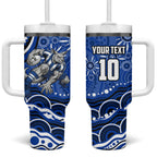 Personalized North Melbourne Kangaroos Footy Mascot Tumbler With Handle Aboriginal Dot Art - Dreamtime Football Mascot