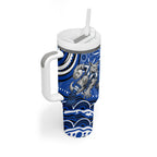 Personalized North Melbourne Kangaroos Footy Mascot Tumbler With Handle Aboriginal Dot Art - Dreamtime Football Mascot
