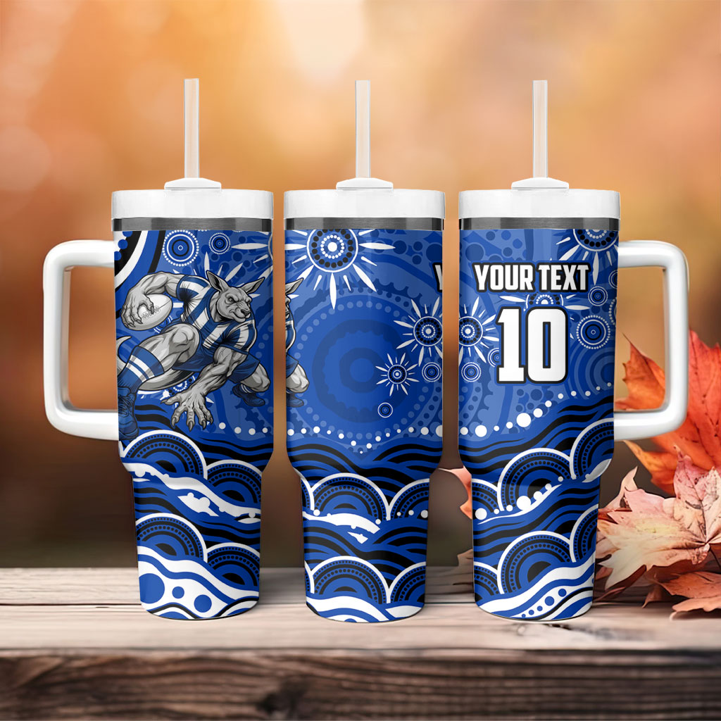 Personalized North Melbourne Kangaroos Footy Mascot Tumbler With Handle Aboriginal Dot Art - Dreamtime Football Mascot