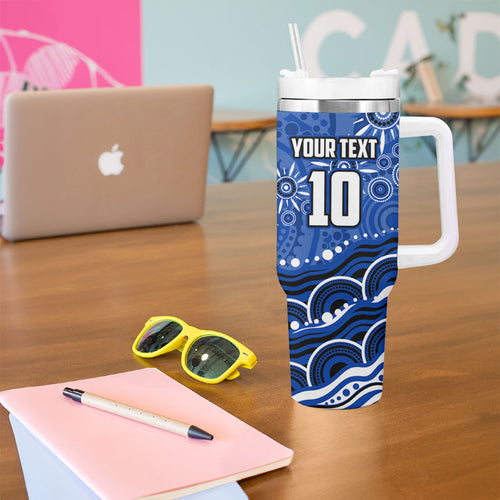 Personalized North Melbourne Kangaroos Footy Mascot Tumbler With Handle Aboriginal Dot Art - Dreamtime Football Mascot