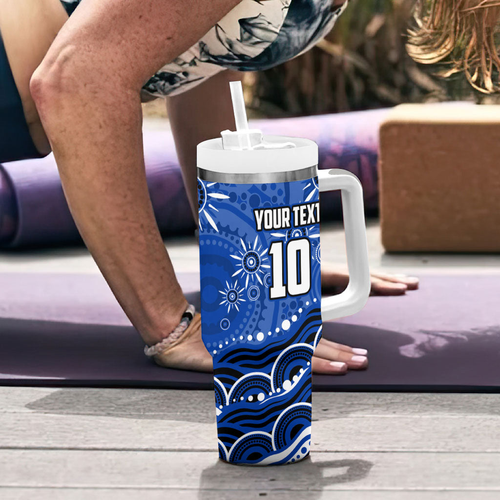Personalized North Melbourne Kangaroos Footy Mascot Tumbler With Handle Aboriginal Dot Art - Dreamtime Football Mascot