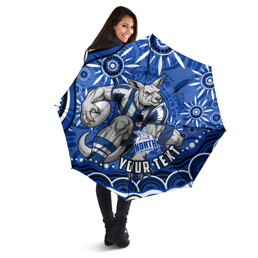 Personalized North Melbourne Kangaroos Footy Mascot Umbrella Aboriginal Dot Art - Dreamtime Football Mascot