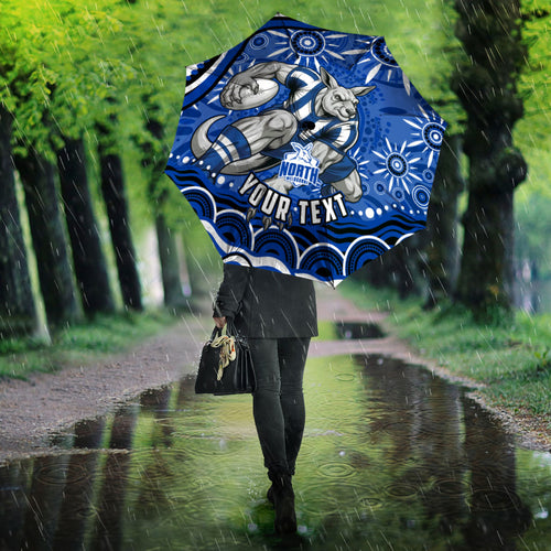Personalized North Melbourne Kangaroos Footy Mascot Umbrella Aboriginal Dot Art - Dreamtime Football Mascot
