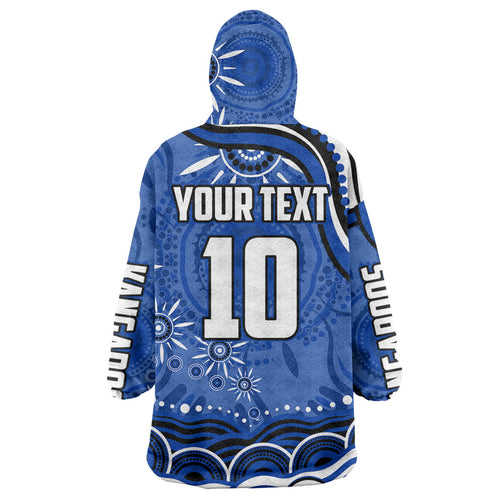 Personalized North Melbourne Kangaroos Footy Mascot Wearable Blanket Hoodie Aboriginal Dot Art - Dreamtime Football Mascot