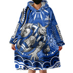Personalized North Melbourne Kangaroos Footy Mascot Wearable Blanket Hoodie Aboriginal Dot Art - Dreamtime Football Mascot