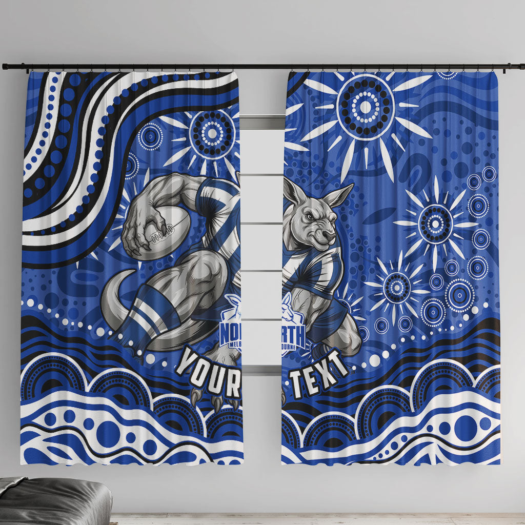 Personalized North Melbourne Kangaroos Footy Mascot Window Curtain Aboriginal Dot Art - Dreamtime Football Mascot