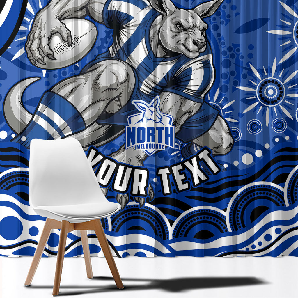 Personalized North Melbourne Kangaroos Footy Mascot Window Curtain Aboriginal Dot Art - Dreamtime Football Mascot