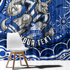 Personalized North Melbourne Kangaroos Footy Mascot Window Curtain Aboriginal Dot Art - Dreamtime Football Mascot