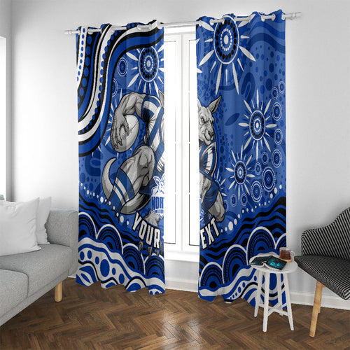 Personalized North Melbourne Kangaroos Footy Mascot Window Curtain Aboriginal Dot Art - Dreamtime Football Mascot